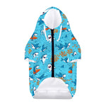 Cute Shark Pattern Print Dog Zip Up Hoodie
