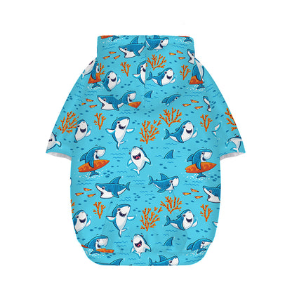 Cute Shark Pattern Print Dog Zip Up Hoodie