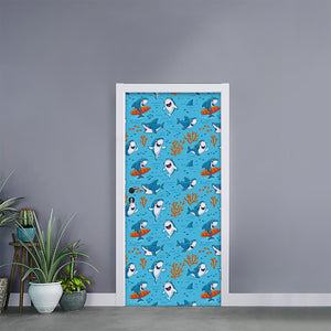 Cute Shark Pattern Print Door Sticker