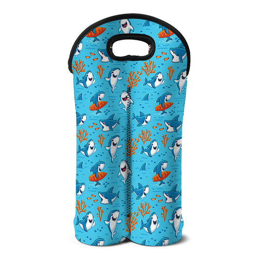 Cute Shark Pattern Print Double Neoprene Wine Tote