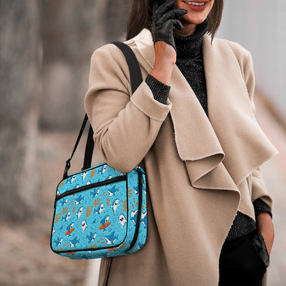 Cute Shark Pattern Print Double Strap Bible Bag
