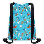Cute Shark Pattern Print Drawstring Backpack