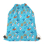 Cute Shark Pattern Print Drawstring Bag