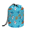 Cute Shark Pattern Print Drawstring Makeup Bag