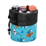 Cute Shark Pattern Print Drawstring Makeup Bag