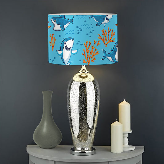 Cute Shark Pattern Print Drum Lamp Shade
