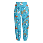 Cute Shark Pattern Print Fleece Lined Knit Pants