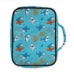 Cute Shark Pattern Print Front Pocket Bible Bag