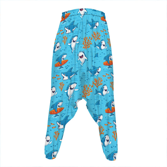 Cute Shark Pattern Print Hammer Pants