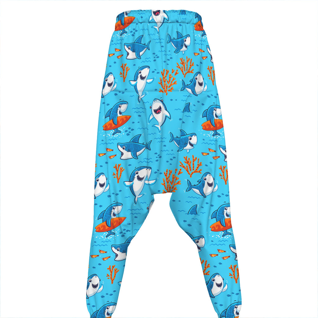 Cute Shark Pattern Print Hammer Pants