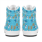 Cute Shark Pattern Print High Top Leather Sneakers