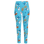 Cute Shark Pattern Print High-Waisted Pocket Leggings