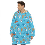 Cute Shark Pattern Print Hoodie Blanket