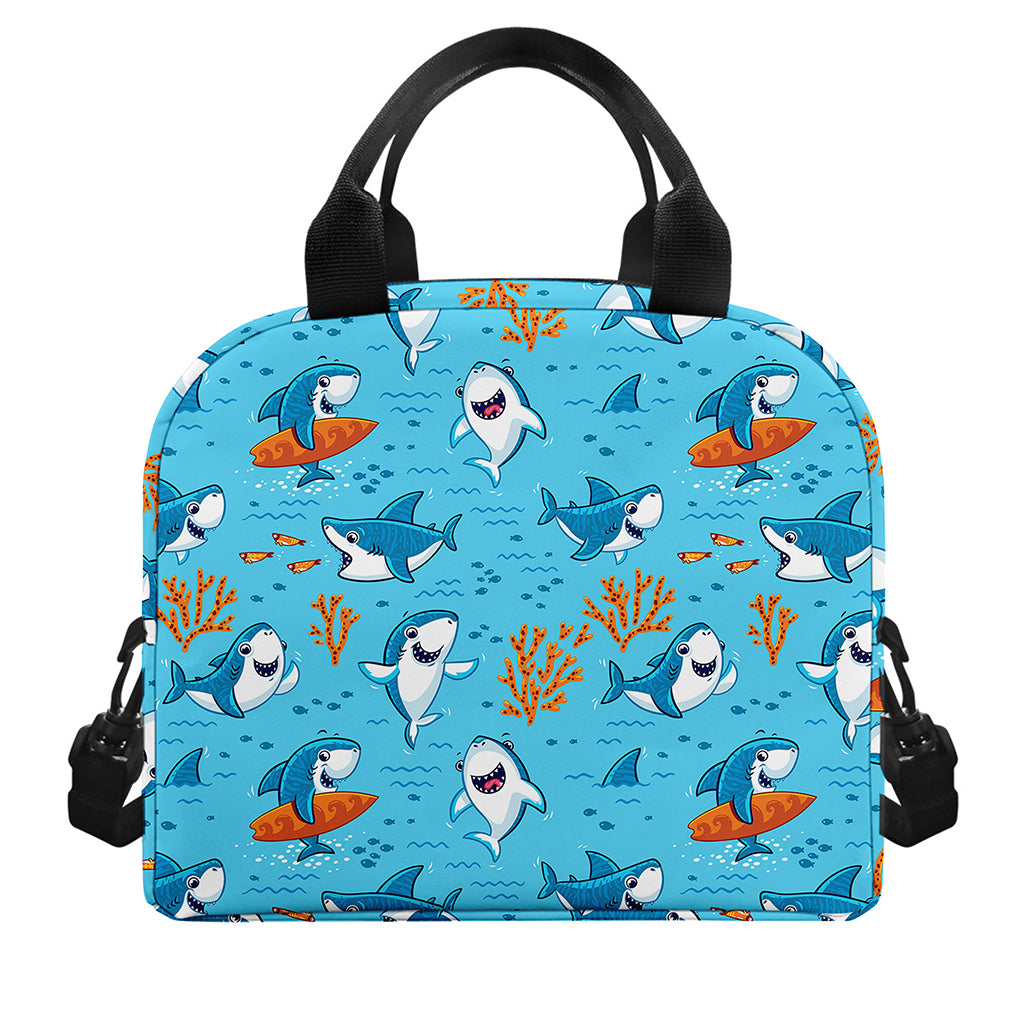 Cute Shark Pattern Print Insulated Lunch Bag