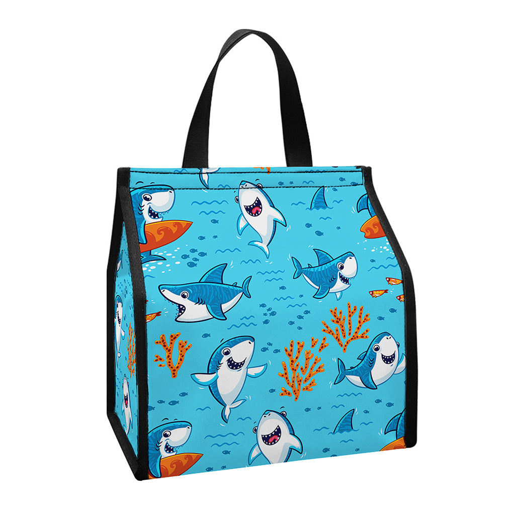 Cute Shark Pattern Print Insulated Lunch Tote