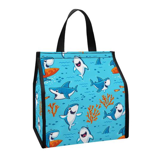Cute Shark Pattern Print Insulated Lunch Tote