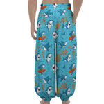Cute Shark Pattern Print Lantern Pants