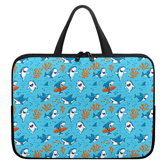 Cute Shark Pattern Print Laptop Sleeve With Handle