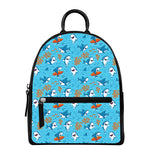 Cute Shark Pattern Print Leather Backpack