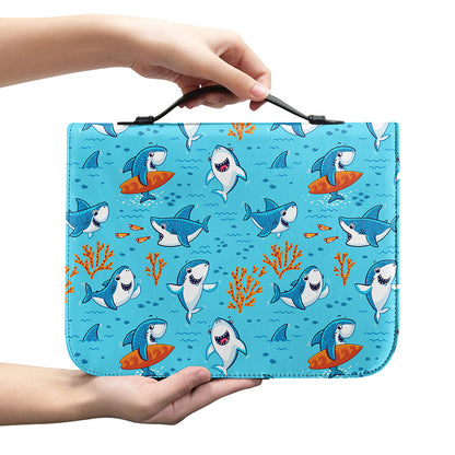 Cute Shark Pattern Print Leather Bible Cover