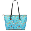 Cute Shark Pattern Print Leather Tote Bag