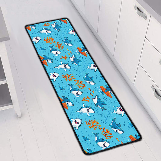 Cute Shark Pattern Print Long Kitchen Mat
