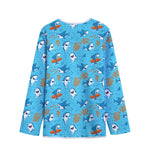 Cute Shark Pattern Print Long Sleeve Short Coat