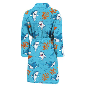 Cute Shark Pattern Print Men's Bathrobe