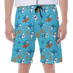 Cute Shark Pattern Print Men's Beach Shorts
