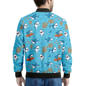 Cute Shark Pattern Print Men's Bomber Jacket