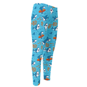 Cute Shark Pattern Print Men's Compression Pants