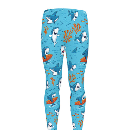 Cute Shark Pattern Print Men's leggings
