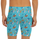 Cute Shark Pattern Print Men's Long Boxer Briefs