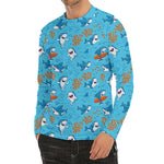 Cute Shark Pattern Print Men's Long Sleeve Rash Guard