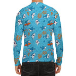Cute Shark Pattern Print Men's Long Sleeve Rash Guard