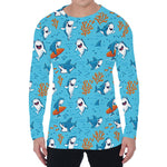 Cute Shark Pattern Print Men's Long Sleeve T-Shirt