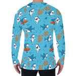 Cute Shark Pattern Print Men's Long Sleeve T-Shirt
