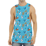 Cute Shark Pattern Print Men's Muscle Tank Top