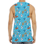 Cute Shark Pattern Print Men's Muscle Tank Top