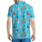 Cute Shark Pattern Print Men's Polo Shirt