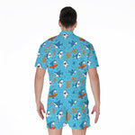 Cute Shark Pattern Print Men's Rompers
