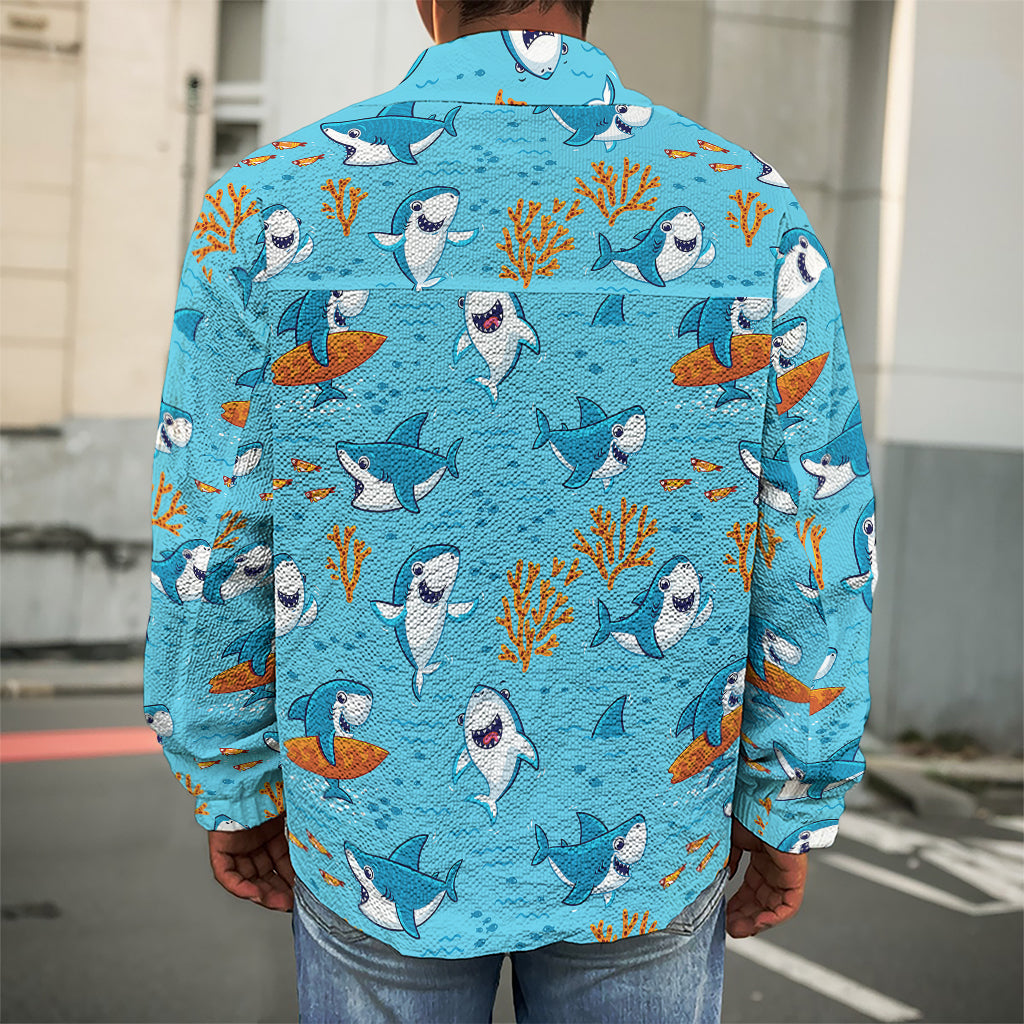 Cute Shark Pattern Print Men's Shirt Jacket