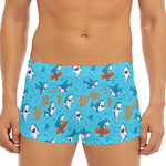 Cute Shark Pattern Print Men's Short Boxer Briefs