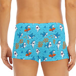 Cute Shark Pattern Print Men's Short Boxer Briefs