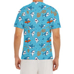 Cute Shark Pattern Print Men's Short Sleeve Rash Guard
