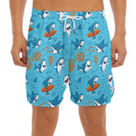 Cute Shark Pattern Print Men's Split Running Shorts
