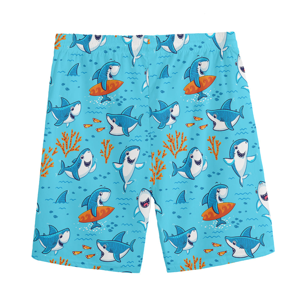 Cute Shark Pattern Print Men's Sports Shorts