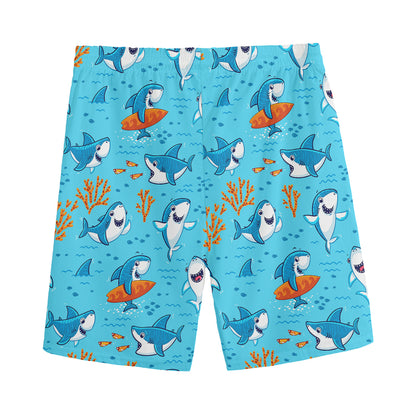 Cute Shark Pattern Print Men's Sports Shorts