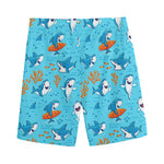 Cute Shark Pattern Print Men's Sports Shorts
