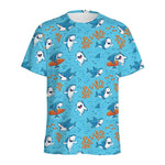 Cute Shark Pattern Print Men's Sports T-Shirt